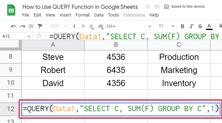 how to Use QUERY Function in Google Sheets 38