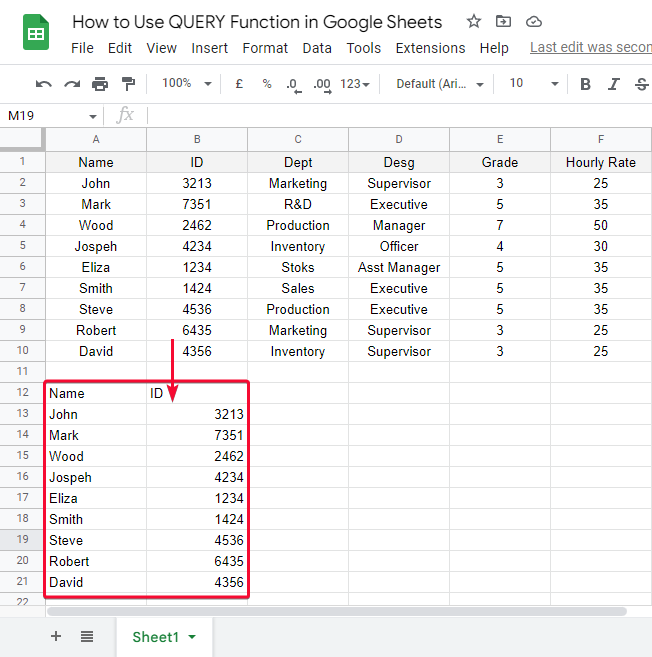 how to Use QUERY Function in Google Sheets 12