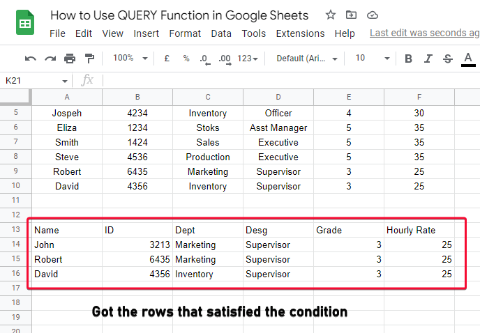 how to Use QUERY Function in Google Sheets 22