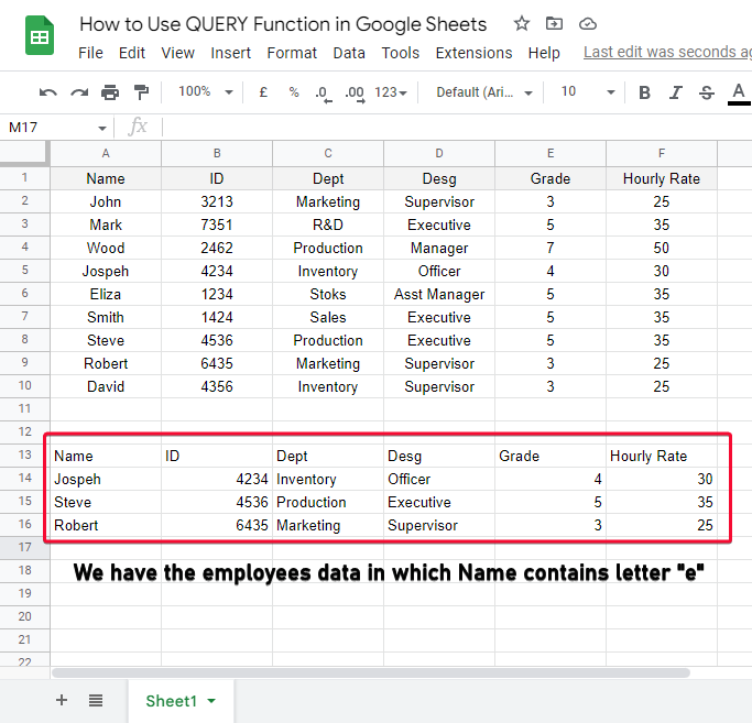 how to Use QUERY Function in Google Sheets 26