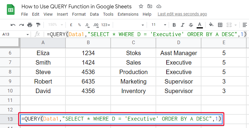 how to Use QUERY Function in Google Sheets 31