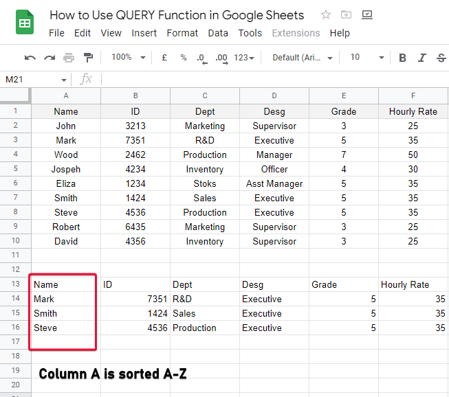 how to Use QUERY Function in Google Sheets 32