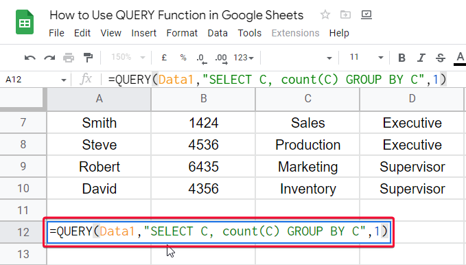 how to Use QUERY Function in Google Sheets 35