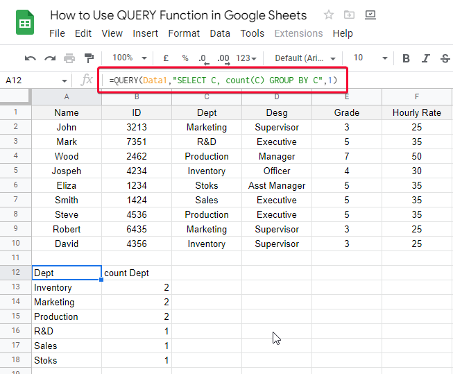 how to Use QUERY Function in Google Sheets 36
