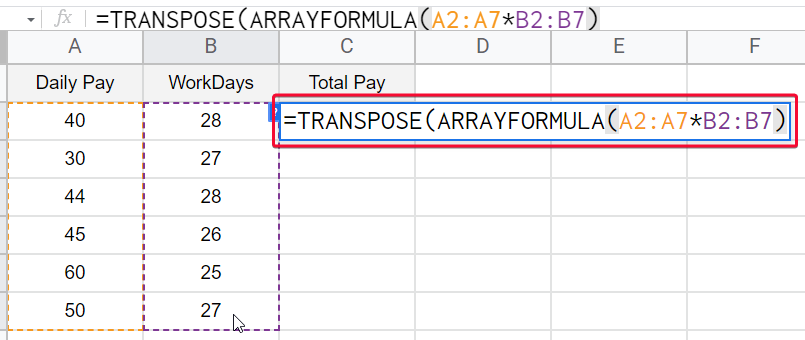 how to Use Transpose Function in Google Sheets 9