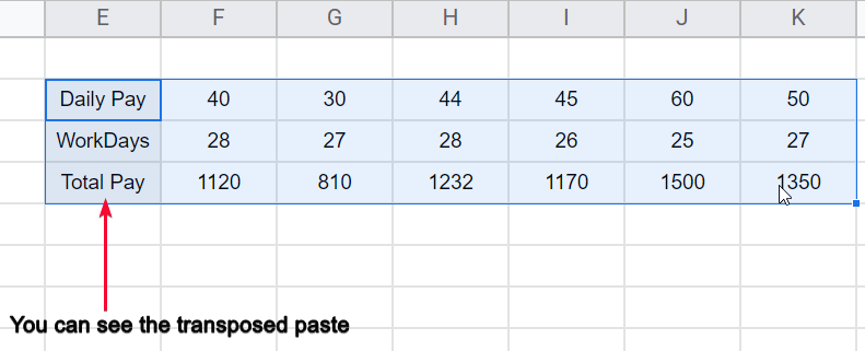 how to Use Transpose Function in Google Sheets 14