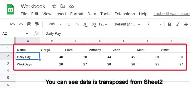 how to Use Transpose Function in Google Sheets 18