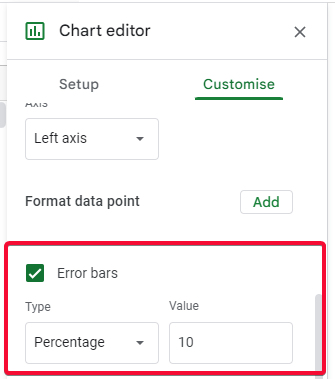 how to add error bars and data labels to charts in google sheets 13