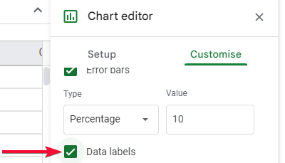 how to add error bars and data labels to charts in google sheets 18