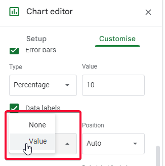 how to add error bars and data labels to charts in google sheets 19