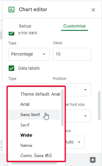 how to add error bars and data labels to charts in google sheets 21