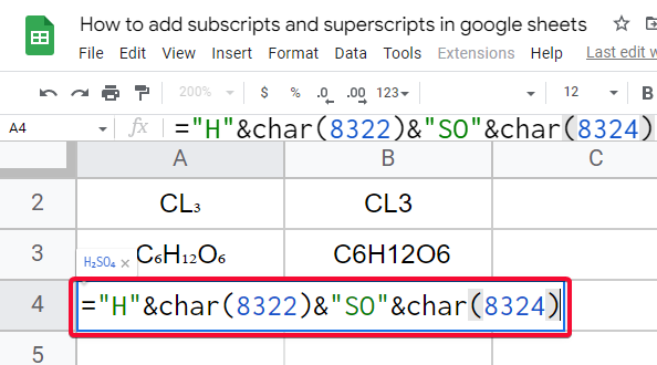 how to add subscripts and superscripts in google sheets 26