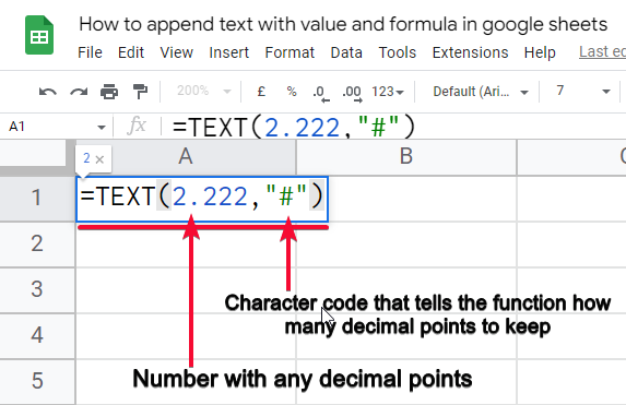 how to append text with value and formula in google sheets 7