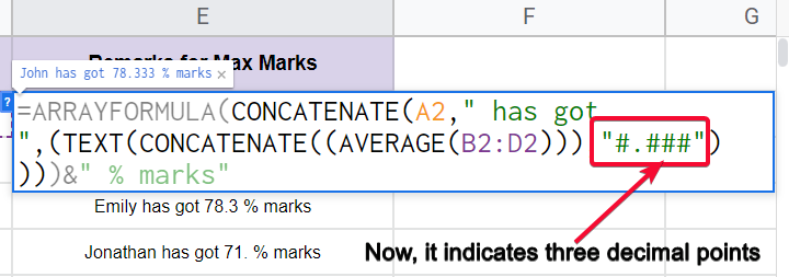 how to append text with value and formula in google sheets 11