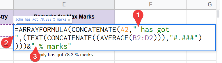 how to append text with value and formula in google sheets 12