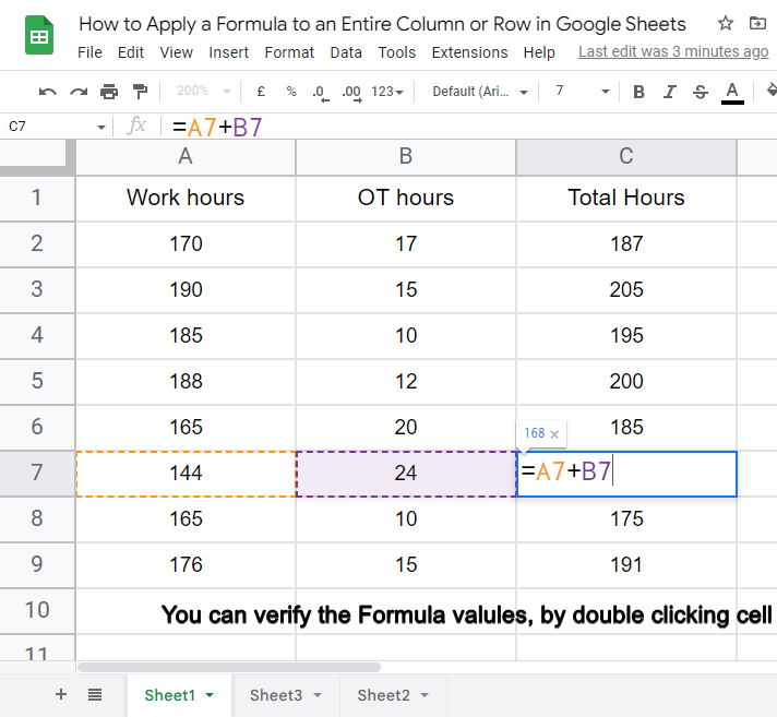 how to apply a formula to an entire column or row in Google Sheets 12