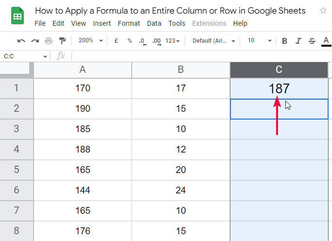 how to apply a formula to an entire column or row in Google Sheets 23