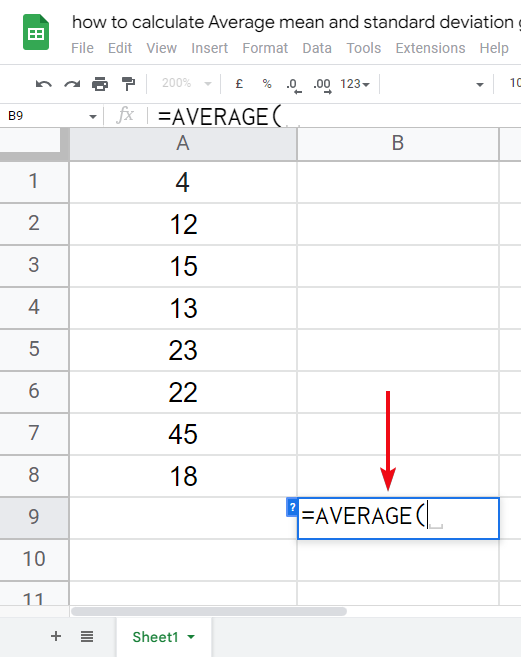 how to calculate Average mean and standard deviation google sheets 2