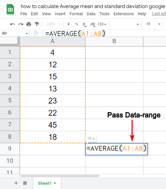 how to calculate Average mean and standard deviation google sheets 3