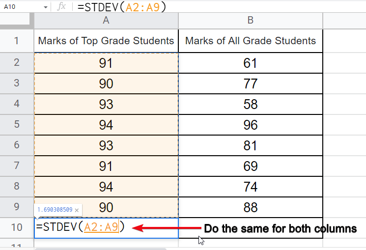 how to calculate Average mean and standard deviation google sheets 35