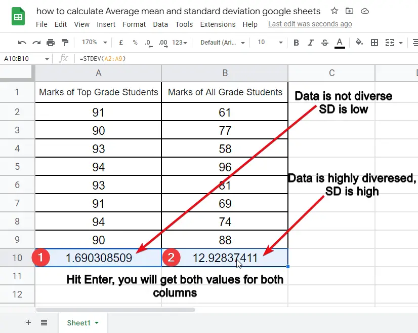 how to calculate Average mean and standard deviation google sheets 36