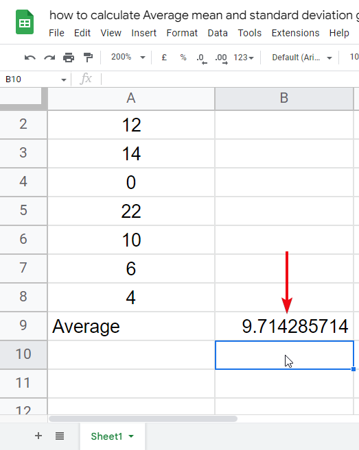 how to calculate Average mean and standard deviation google sheets 7