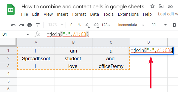 how to combine and contact cells in google sheets 9