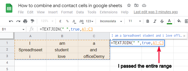 how to combine and contact cells in google sheets 14