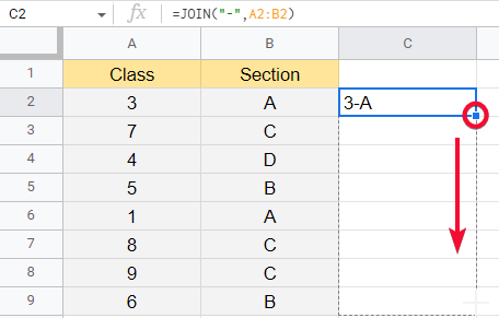 how to combine and contact cells in google sheets 6