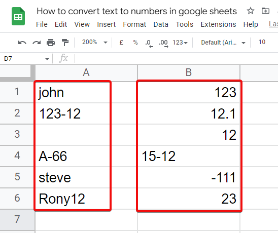 how to convert text to numbers in google sheets 1