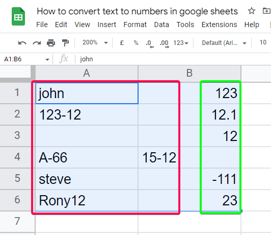 how to convert text to numbers in google sheets 2
