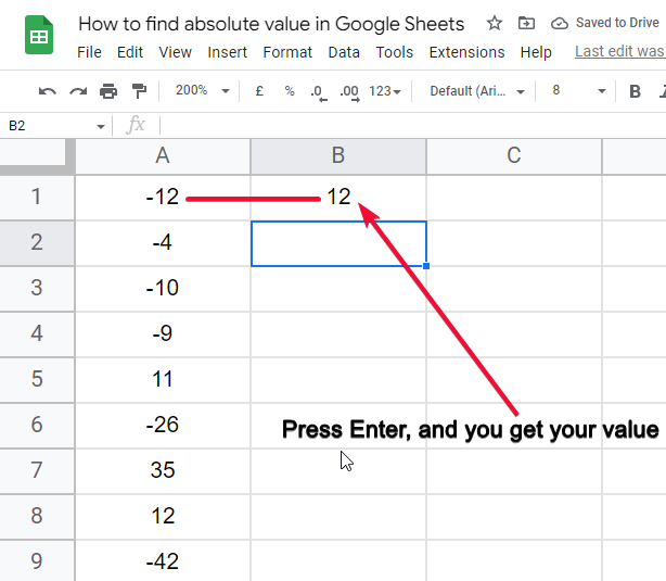 how to find absolute value in Google Sheets 15