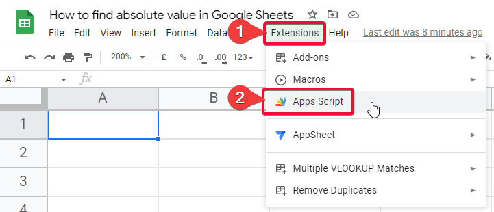 how to find absolute value in Google Sheets 20