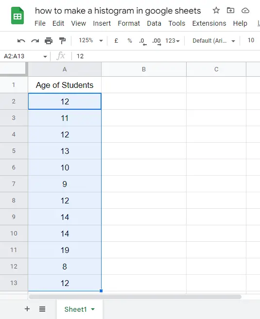how to make a histogram in google sheets 2