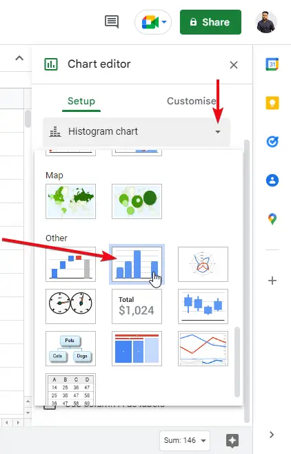 how to make a histogram in google sheets 4