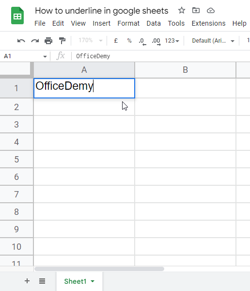 how to underline in google sheets 1