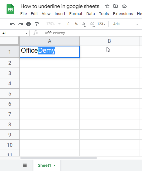 how to underline in google sheets 2