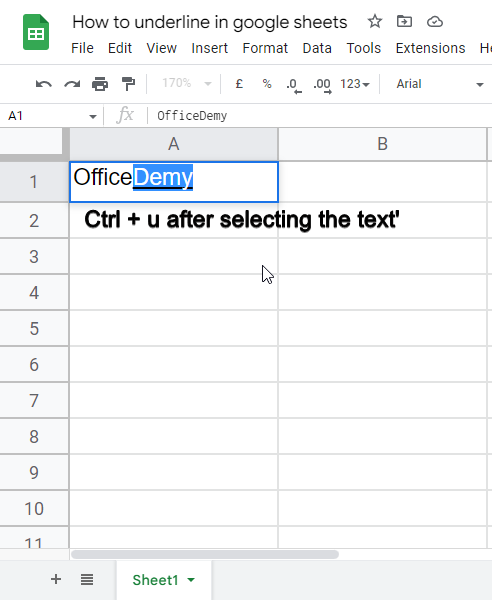 how to underline in google sheets 3