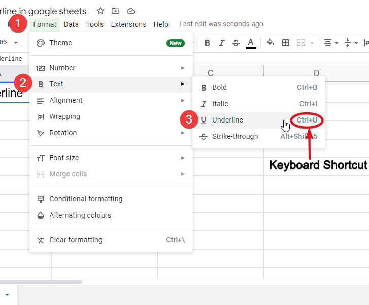 how to underline in google sheets 5