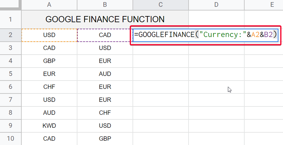 how to use Google Finance Function in Google Sheets 10