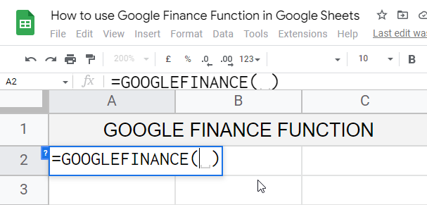 how to use Google Finance Function in Google Sheets 14