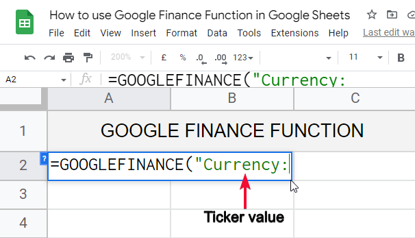 how to use Google Finance Function in Google Sheets 3