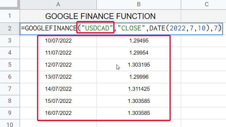 how to use Google Finance Function in Google Sheets 29