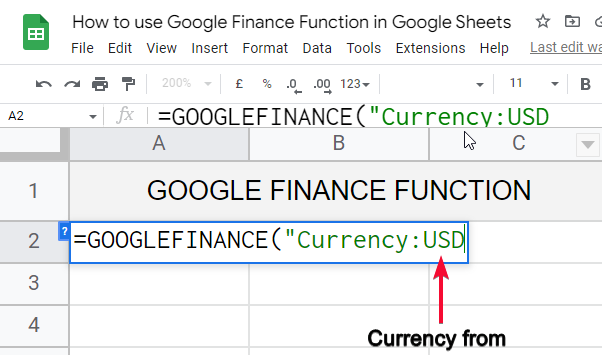 how to use Google Finance Function in Google Sheets 4