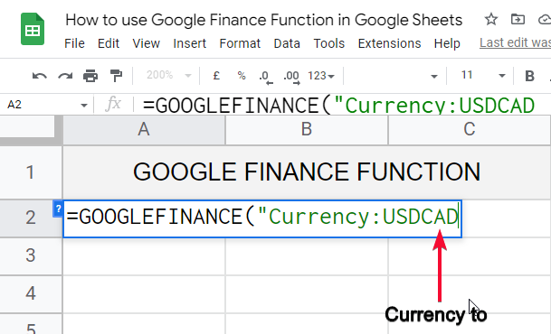how to use Google Finance Function in Google Sheets 5