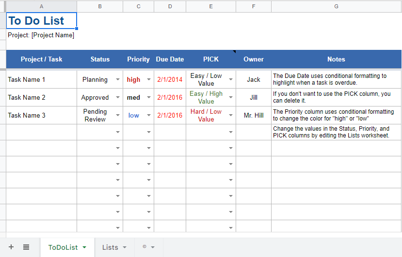 project Management Templates in Google Sheets 32