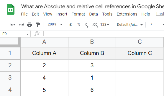what are Absolute and relative cell references in Google Sheets 1