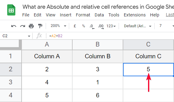 what are Absolute and relative cell references in Google Sheets 3