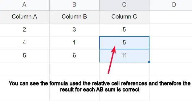 what are Absolute and relative cell references in Google Sheets 6