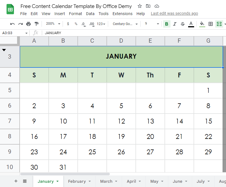 Free Content Calendar Template in Google Sheets 6